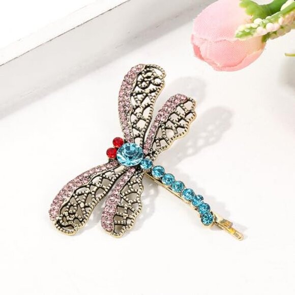 Dragonfly Hair Clip Halloween Costume Accessory Alloy Lightweight 2.2in - Picture 4 of 8